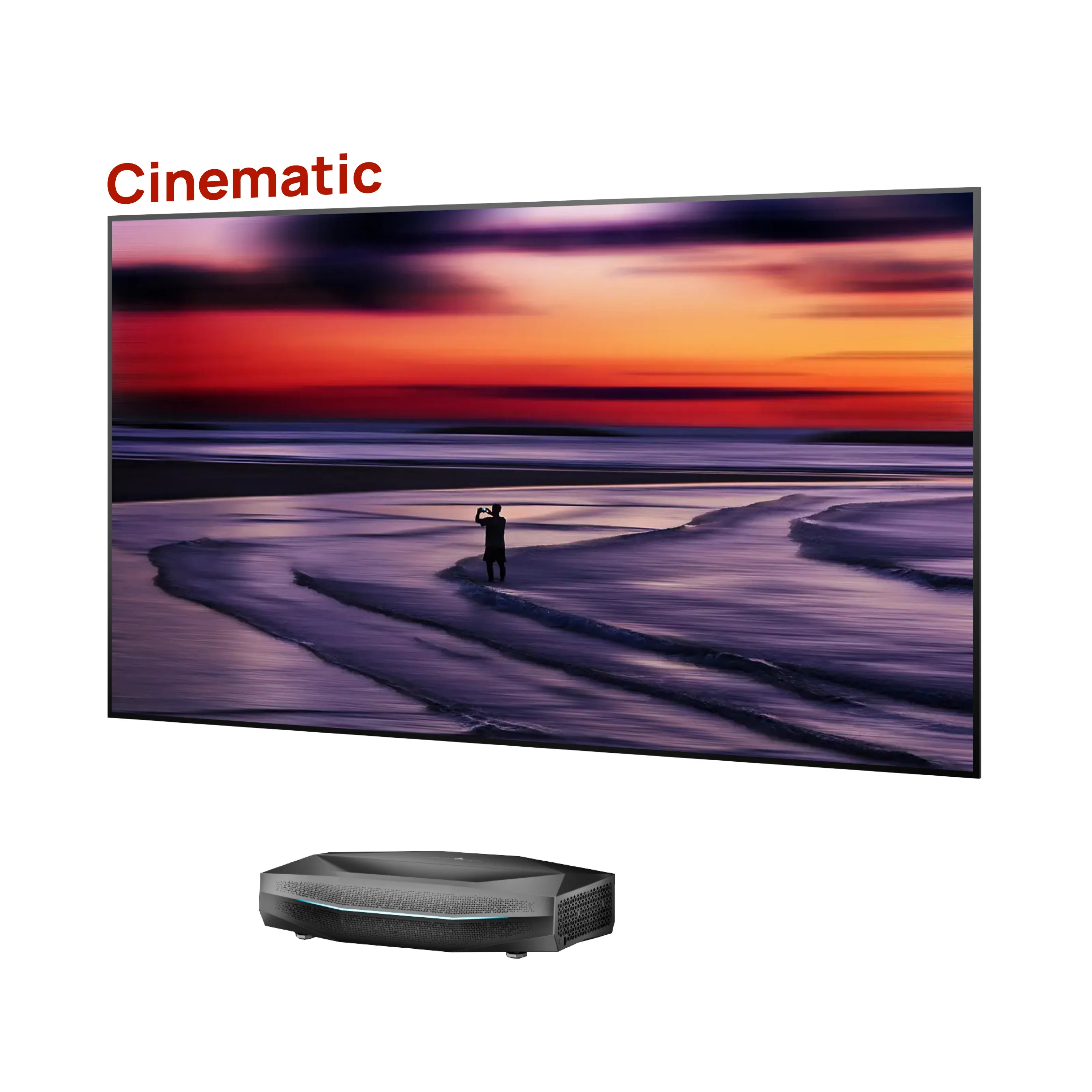 Aetherion Max RGB Laser UST Projector+100''-120'' Cinematic ALR Screen Bundle