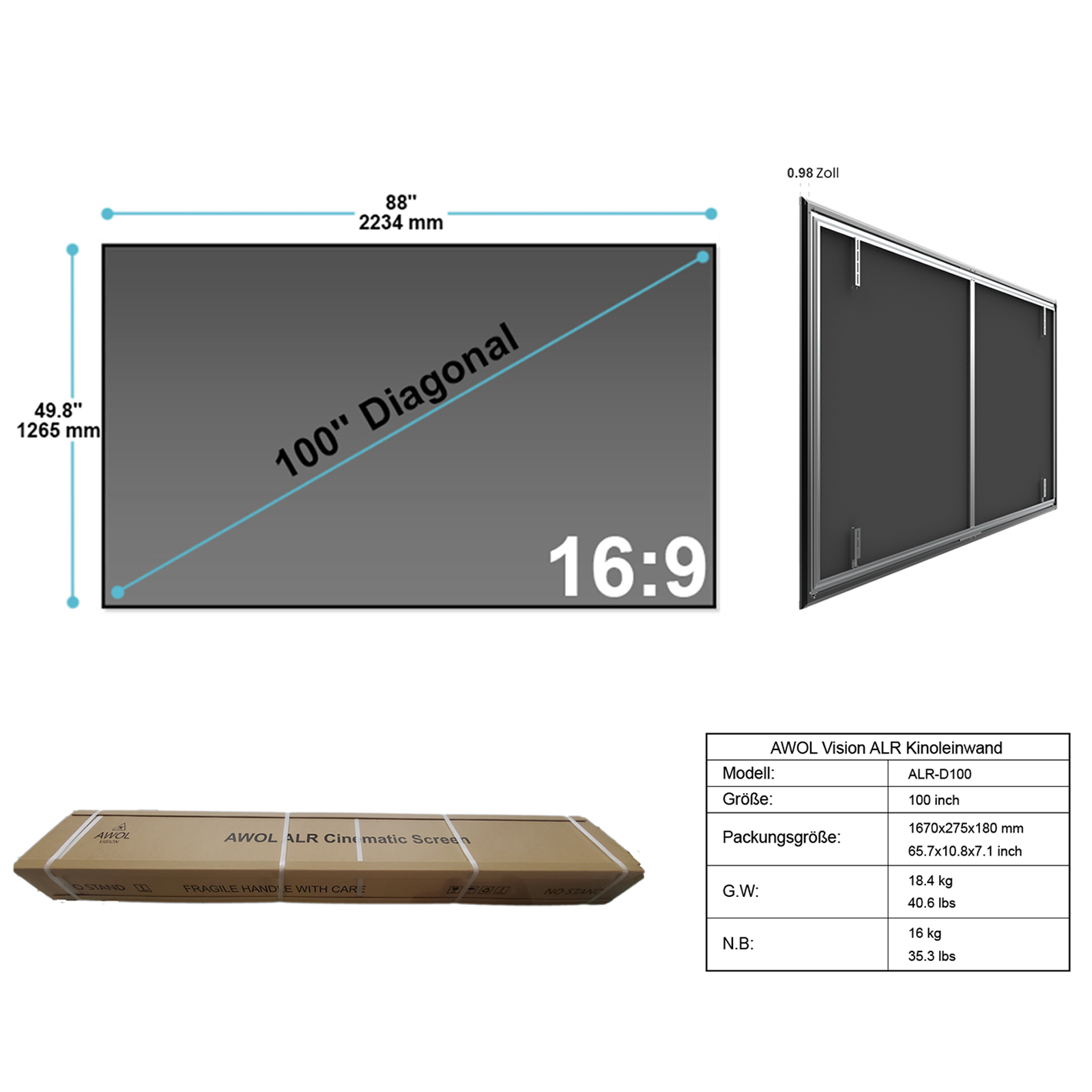 100''-120'' Fresnel Daylight ALR Screen